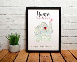 Personalised Home Is Where The Heart Is Map Print Great House Warming Gift Ebay