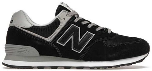 New Balance 574 Classics Triple Black Caviar Mens Leather Sneakers