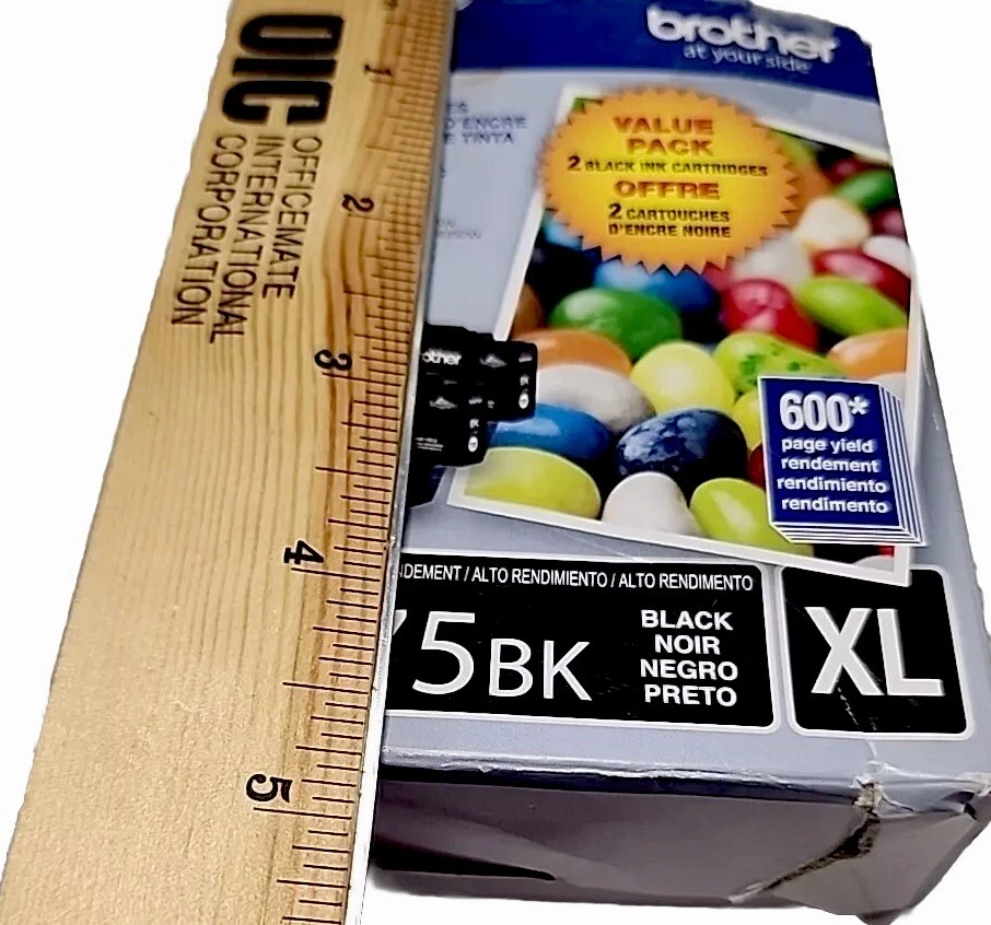 Genuine Brother LC75BK XL Black Ink Cartridges High Yield 2 Pack New Sealed - Image 2 of 4