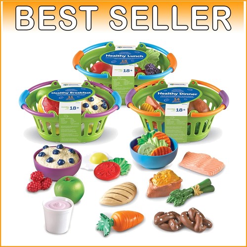 New Sprouts Healthy Foods Basket Bundle - 37-Piece Play Food Set for Toddlers