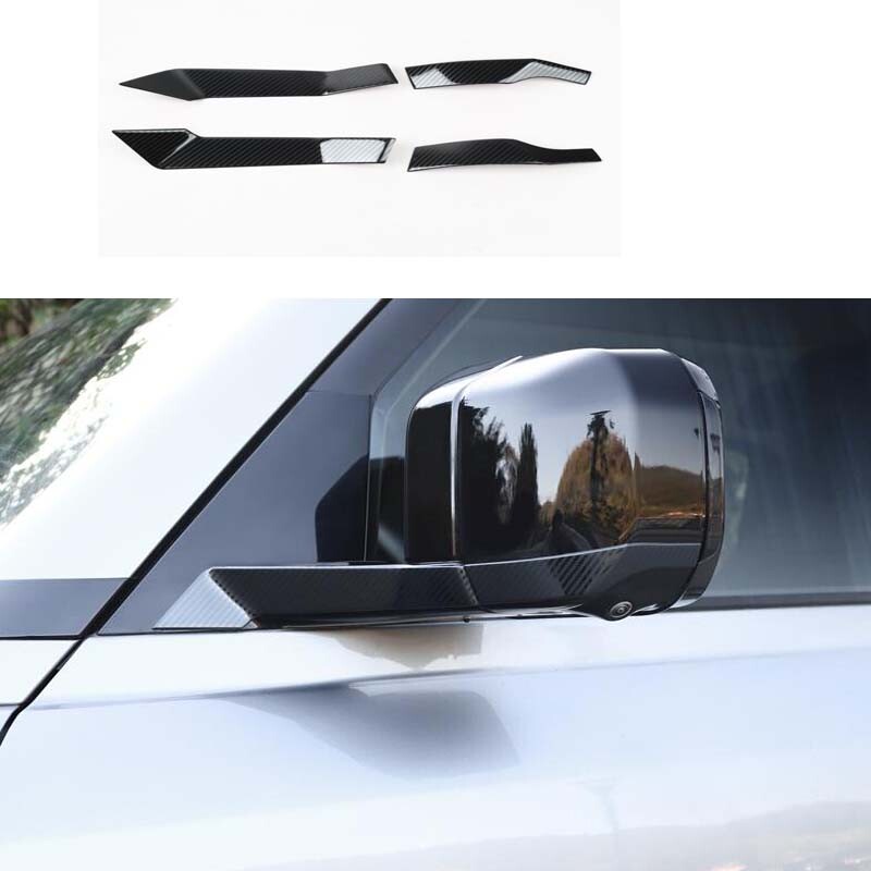 Steel 4pc For LR Defender 2020-2023 Carbon Fiber Exterior Rear View Mirror Strip