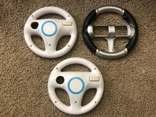 2x Genuine Nintendo RVL-024 + 1x Icon Mario Kart Race Steering Wheels (3x Total)