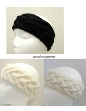 Black mohair wool hand knit handmade women's headband headwrap ear warmer
