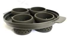 Our Place Egg Poacher Charcoal 4 Silicone Egg Cups & Nylon Platter New In Box