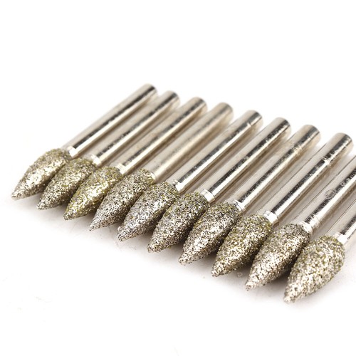 5/10Pc Diamond Grinding Head 1/4" Shank Cone Coated Burr Bit For Rotary Tool 46# - Picture 7 of 13
