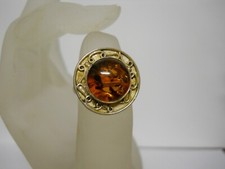Sizeable Baltic Amber Sterling Silver Ring Gemstone Fossil 925 Jewelry 658