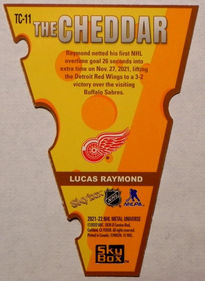 2021-22 21/22 Skybox Metal Universe The Cheddar TC-11 Lucas Raymond ROOKIE - Image 2 of 2