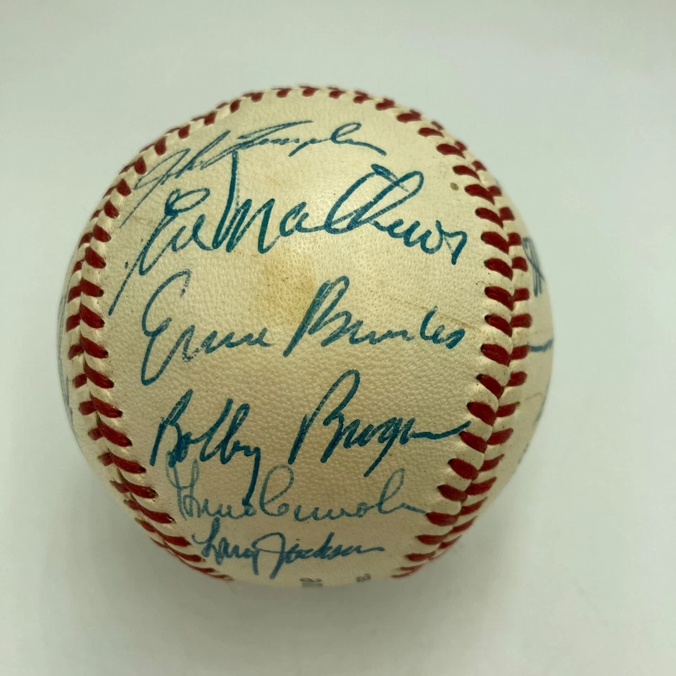 1957 All Star Game Team Signed National League Baseball Ernie Banks JSA COA - Image 2 of 4