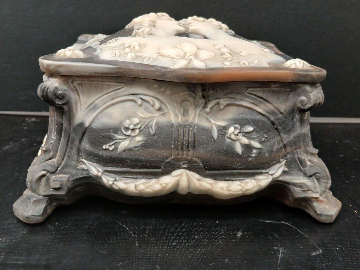 Vintage Genuine Incolay Stone Jewelry Box - Marked | eBay