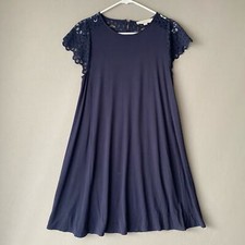 Loft sz M lace sleeve shift navy mini dress