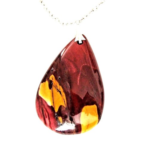 Red Natural Gemstone pendant necklaces & ChainJasper agate canelian fast UK post - Picture 22 of 25