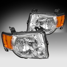 Fit 2008-2012 Ford Escape SUV Chrome Headlights Assembly Amber Corner Lamps Pair