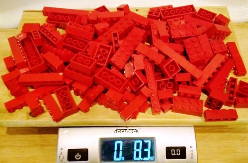 LEGO * NUR ROTE STEINE * 1/2 PFUND 1/2 PFUND * GROSSPACKUNG * 100 % LEGO, GEWASCHEN - Bild 2 von 2