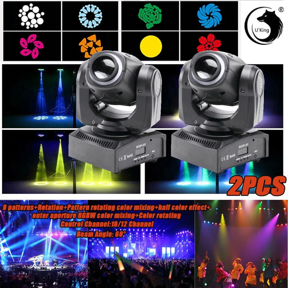 150W RGB LED Moving Head Lights GOBO Beam Stage Lighting DMX Disco DJ Party - Image 2 of 4