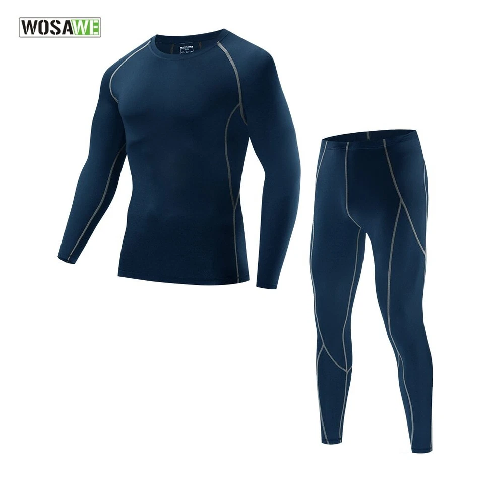 Mens Cycling Base Layer Long Compression Underwear Bicycle Running Sport Clothes - Image 3 of 4