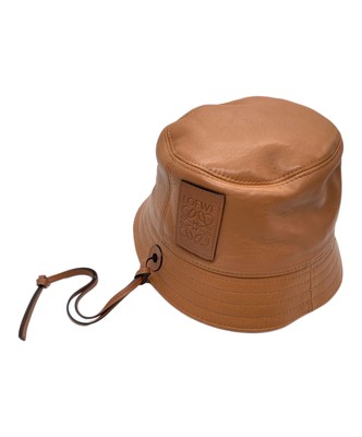 LOEWE/ Anagram Patch Leather Bucket Hat Brown