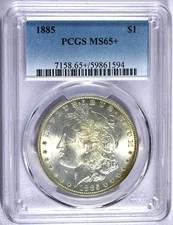 1885 PCGS MS65+ Morgan Silver Dollar-Toned-Price Guide $335