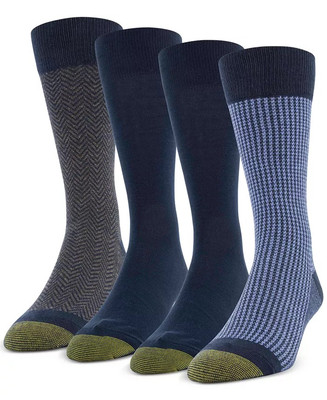 Gold Toe NEW NAVY Men's 4-Pack Casual Classic Crew Socks, US 6-12.5
