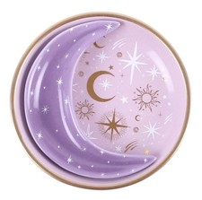 Purple Moon stacking trinket dish, Pastel Skies  range ceramic dish,  2 dishes