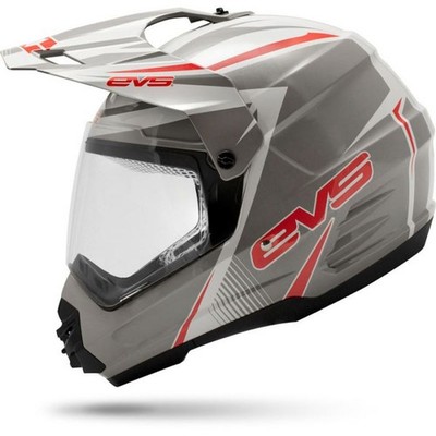 EVS - HT5DSWHRDXS - T5 Venture Gray/White/Red Dual Sport Helmet - Adult Size XS