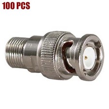 100 Pcs BNC Male to F Type Female Screw On Adapter Coax Cable Connector Nickel