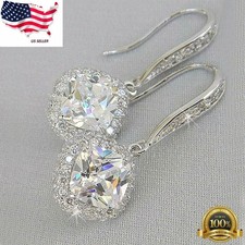 Elegant 925 Silver plated Drop Earrings Women Cubic Zirconia Jewelry Simulated