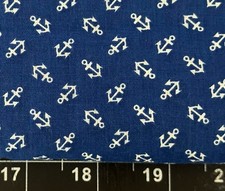Tina Scrap 9"x21" Anchor Nautical Ship Mini Small Blue Boat Ocean FABRIC COTTON