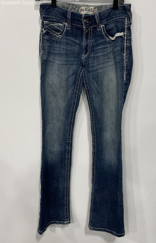 Ariat Womens Blue Cotton Blend 5-Pocket Design Denim Bootcut Jeans Size 28L