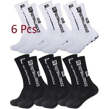 6 Pair Sport Socks Anti Slip W/ Grip Soccer Men Football Basketball Sock Premium
