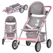 Malplay Puppenwagen Puppe faltbar leicht stabil kleine Prinzessin Grau Geschenk