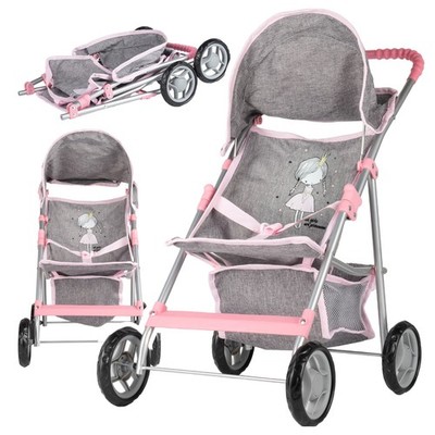 Malplay Puppenwagen Puppe faltbar leicht stabil kleine Prinzessin Grau Geschenk