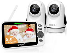 Video Baby Monitor No WiFi 5 Inch Screen with 2 Cameras Night Vision Temperature