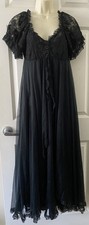 Vintage TOSCA Lingerie Black Chiffon Lace Nightgown Peignoir Size M