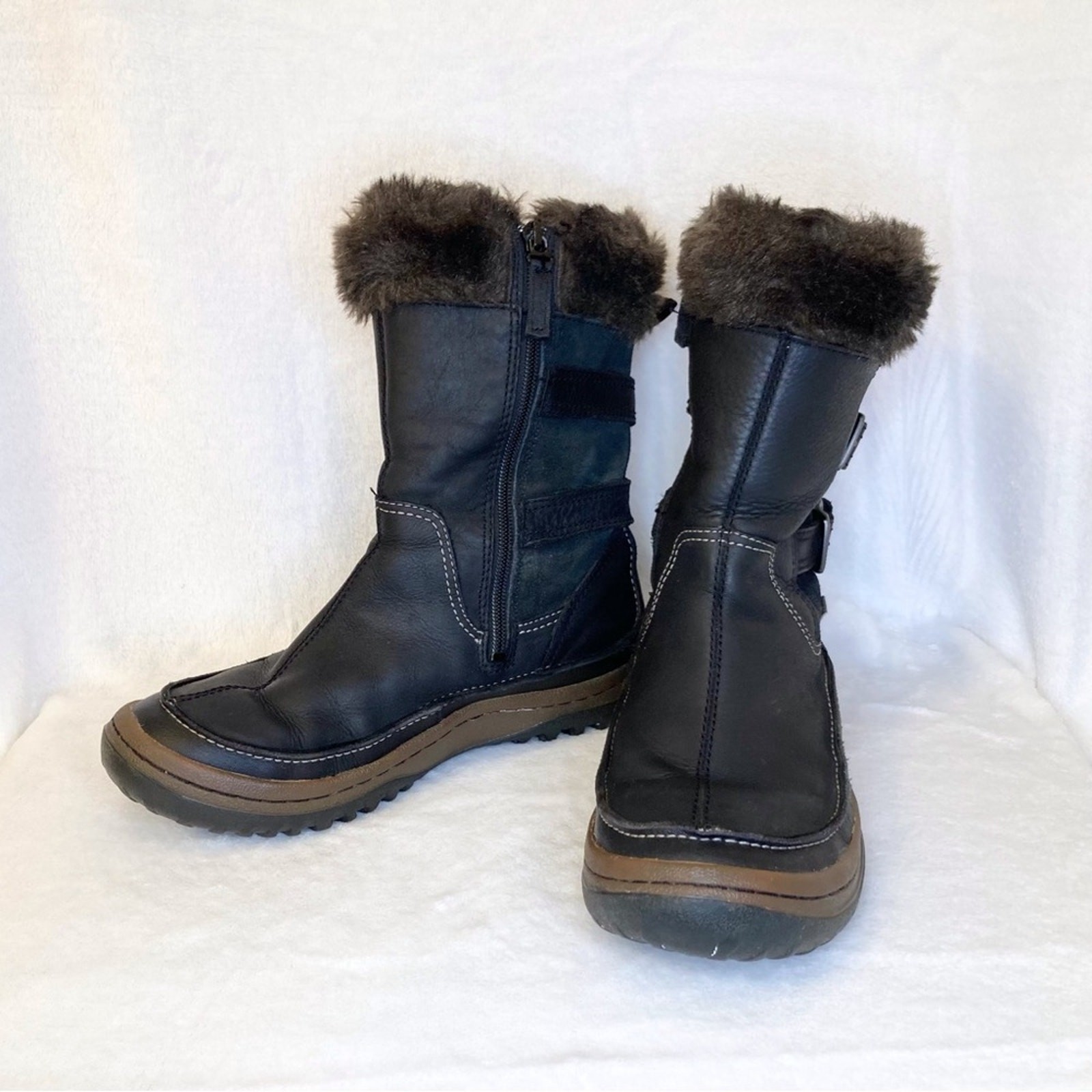 Merrell Decora Chant Black Leather Snow Zip Winter Boots Women's