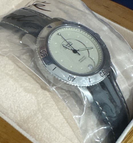 New!! Men’s Auguste Reymond Silver Tone Off White Face Black Automatic Watch - Picture 4 of 9