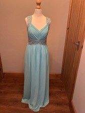 Prom  Dress From Quiz turquoise with Sparkly Gem details.  Padded Bust  Size 10