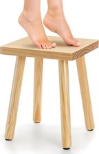 9.5 Inch Wooden Step Stool Solid Square Sitting Stools Adults Kids Multi-Purpose