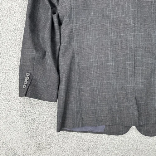 Hart Schaffner Marx Blazer Men 44L Grey Glen Plaid 2 Button Sports Coat USA Made - Picture 21 of 22