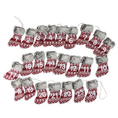 Northlight 94'' Retro Christmas Red White Brown Countdown Stocking Garland Unlit