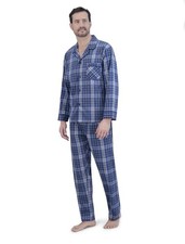 Hanes Men's Stretch Woven Pajama Set, 2-Piece Size Large