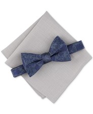Bar Iii Mens 2 Piece Bow Tie Pocket Square One Size Blue Edken