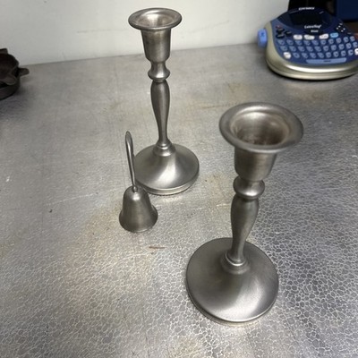 2 Preisner Handcrafted Pewter Candle Holders 7.5 