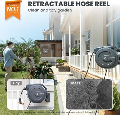 Giraffe Tools Automatic Retractable Garden Hose Reel 115ft
