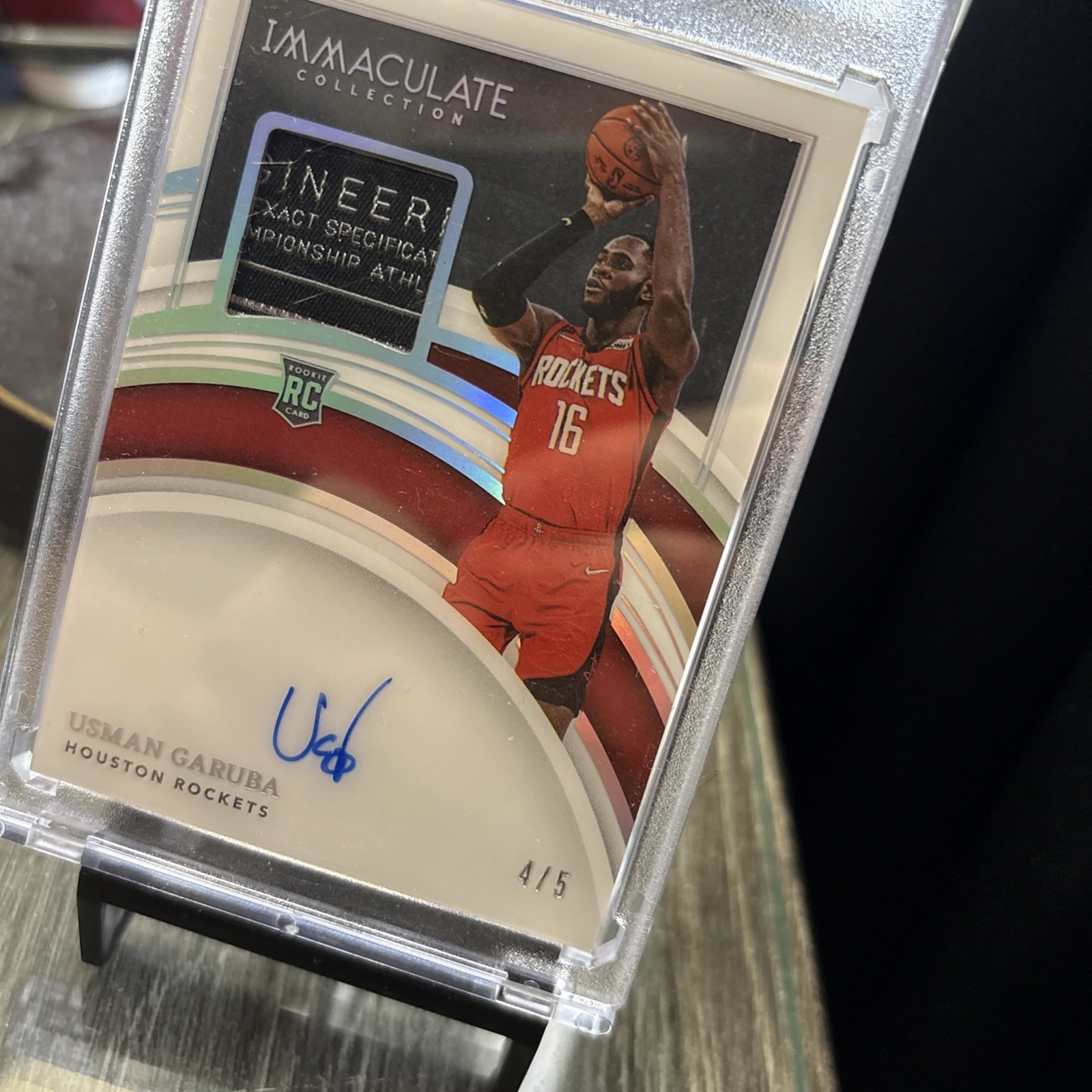 2021-22 Usman Garuba #4/5 - Patch/Auto Immaculate Collection Rockets RPA  view 4