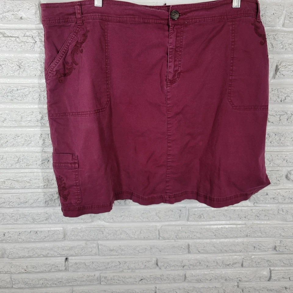 Croft Barrow Mujer Skort 24W Plus Púrpura Cremallera Mosca Mezcla Algodón Bordado Cómodo Foto 3 de 4
