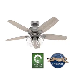 Channing 52 In.  Express Indoor Matte Silver Ceiling Fan with Light Kit Included