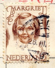 Netherlands 1946, princess Baby Margriet in brown, 5 + 2 cents