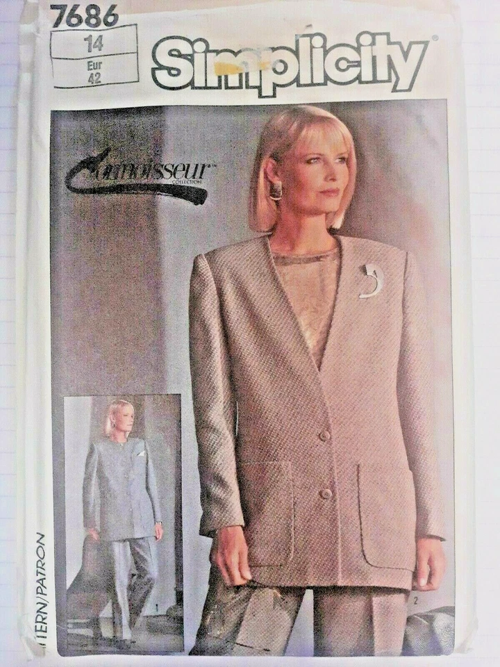 Simplicity 7686 Suit Blazer Pants Sewing Pattern Ladies 14 Wool Tweed UC Pockets - Image 2 of 4