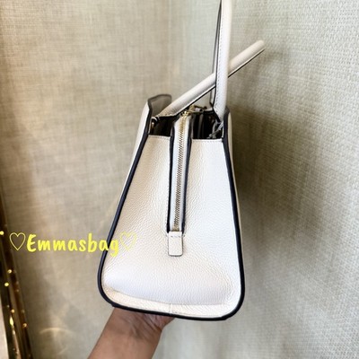 Tory Burch Britten Small Center Zip Satchel 175618 Pebbled Leather