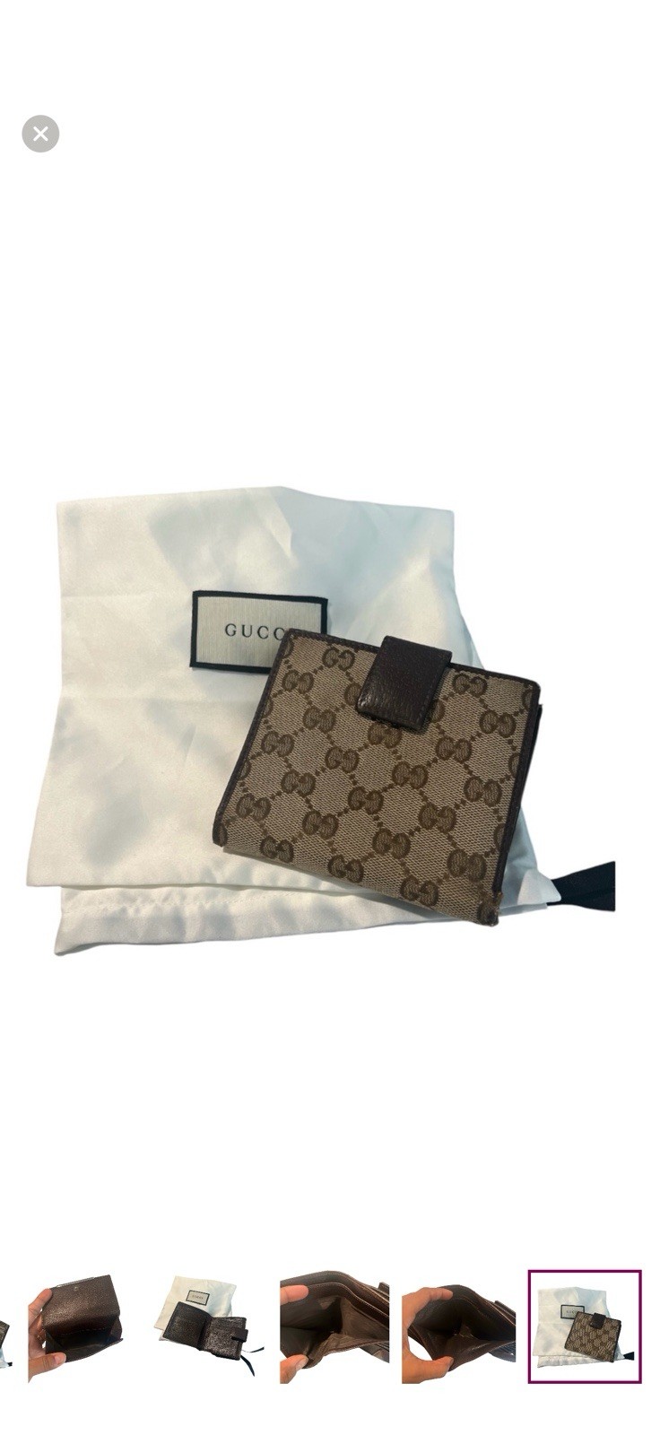 Gucci Brown Logo Print Bifold  Wallet with Credit Card Slots thumbnail 4
